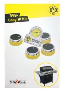 Grillfürst G521G 5-Brenner Edelstahl-Gasgrill Borussia Dortmund Edition Mit Hochtemperaturbrenner, Heckbrenner Und Gusseisen Rosten -Küche Zu Hause BVB Gasgrill Kit 2