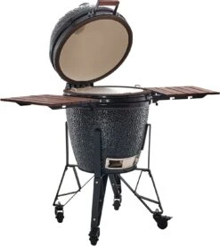 The Bastard Keramikgrill Classic Large - Complete - Schwarz Glänzend - Modell 2023 -Küche Zu Hause Bastard Grill Large Complete Deckel offen BC201