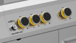 Grillfürst G521G 5-Brenner Edelstahl-Gasgrill Borussia Dortmund Edition Mit Hochtemperaturbrenner, Heckbrenner Und Gusseisen Rosten -Küche Zu Hause G521 BVB Drehregler Bedienblende Dortmund Grill Edelstahl