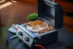 Grillfürst G201E 2-Brenner Gasgrill Portabel V2 - Campinggrill / Balkongrill 50mbar -Küche Zu Hause Grillfuerst Camping Gasgrill G201 Pizzastein 1