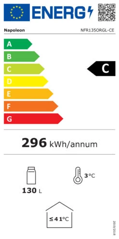 Napoleon Outdoor - Kühlschrank, 135 Liter, Rechtsdrehende Tür Mit Doppelverglasung Und LED Beleuchtung - Wasserdicht Nach IP24 -Küche Zu Hause Napoleon Kuehlschrank Energieeffizienz