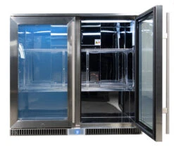 Napoleon Outdoor - Kühlschrank, 210 Liter, 2-türig Mit Doppelverglasung Und LED Beleuchtung - Wasserdicht Nach IP24 -Küche Zu Hause Napoleon Outdoor Kueche Kuehlschrank leer Tuer offen rechts