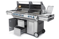 Napoleon Prestige Pro 825-3 Edelstahl Gasgrill Inkl. Drehspieß Und Bodenbeleuchtung - Modell 2023 - SMART Deal Inkl. Grillfürst Grill Control Mit Companion Device Und Einstichthermometer -Küche Zu Hause Napoleon Prestige Pro 825 Gasgrill seitlich offen