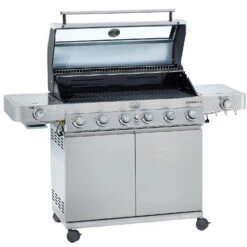 Rösle Edelstahl Gasgrill Videro G6-S VARIO+ - Limited Edition Modell 2023 - SMART Deal Inkl. Grillfürst Grill Control -Küche Zu Hause Roesle Videro 25528 G6 S Edelstahl Deckel offen