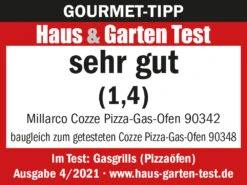 COZZE Pizzaofen Gas 34 Cm (13") Mit Thermometer - Inkl. Pizzastein 17 COZZE Pizzaofen Gas 34 Cm (13") Mit Thermometer - Inkl. Pizzastein -Küche Zu Hause Testlogo Cozze Pizzaofen Gas 90342